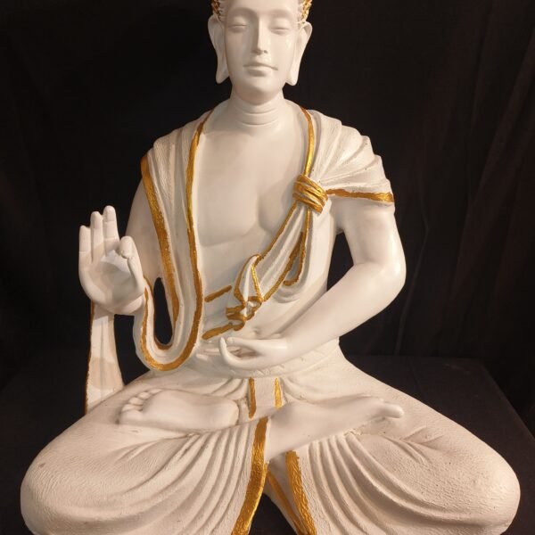 Polyresin White Meditating Buddha 23"X20" Home Decor Table Decor Item