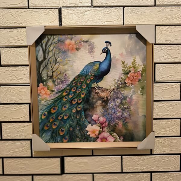 Peacock Painting 18"X18" Aluminium Frame Painting