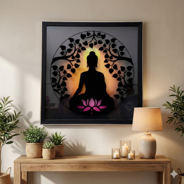 Lotus Buddha Glass Painting