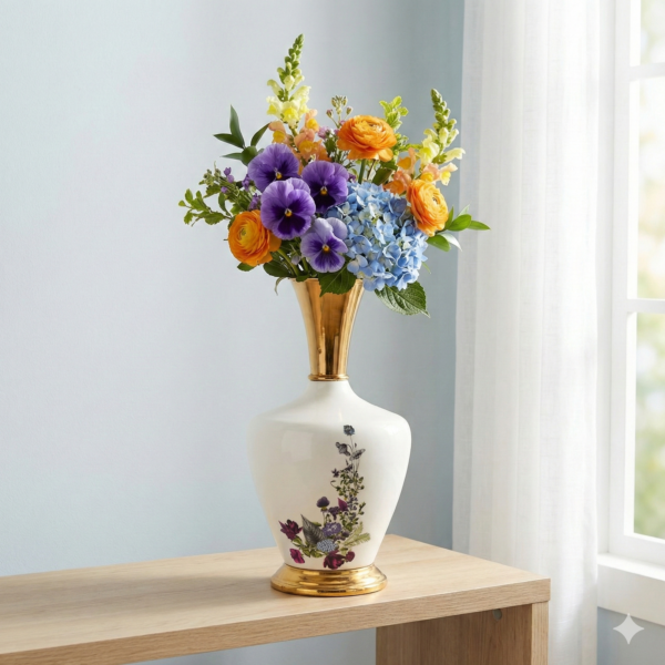 Classic Aesthetic Smooth Matte White Flared Trumpet Style White Metal Vase