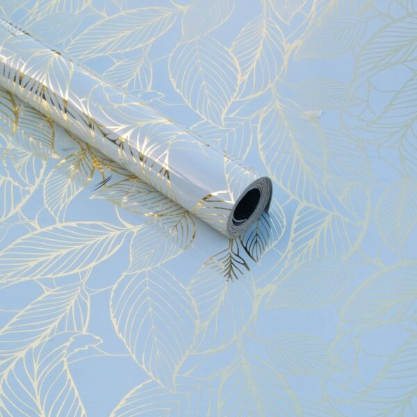 Off White with Golden Leaves Design Lustre Self Adhesive UV Marble Foam Sheet 10X4 Gold Foil
