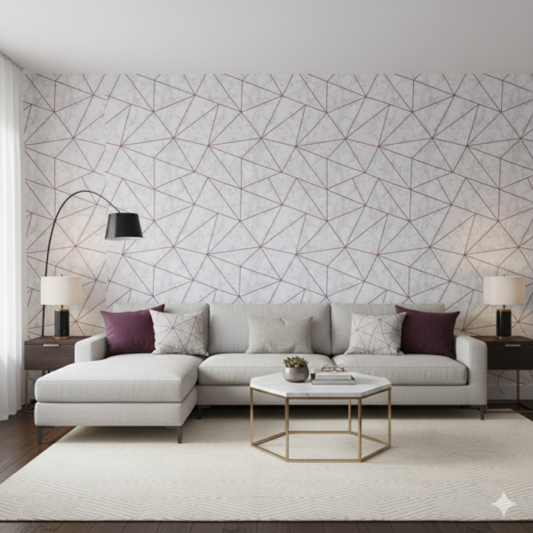 3d Geometrical Off White marble texture natural stone design Self Adhesive Wallpaper